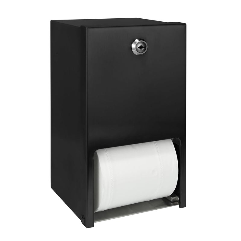 stardrix Matte Black 2 Roll Stainless Steel Commercial Toilet Paper Dispenser, Heavy Duty Wall Mount Tissue Holder with Lock for Restroom/Bathroom - Image 1